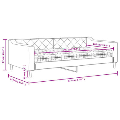 vidaXL Divano Letto con Materasso Crema 100x200 cm in Tessuto