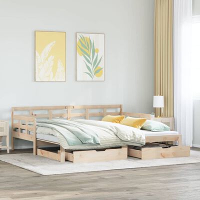 vidaXL Dormeuse con Letto Estraibile e Cassetti 80x200cm Massello Pino