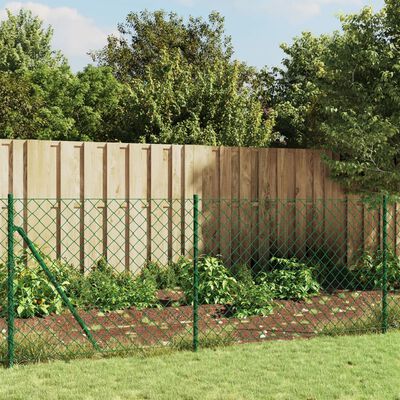 vidaXL Recinzione a Rete con Picchetti Ancoraggio Verde 1x25 m