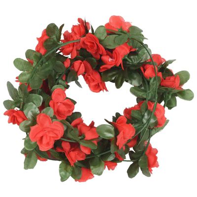 vidaXL Ghirlande Fiori Artificiali Natale 6 pz Rosso Primavera 250 cm