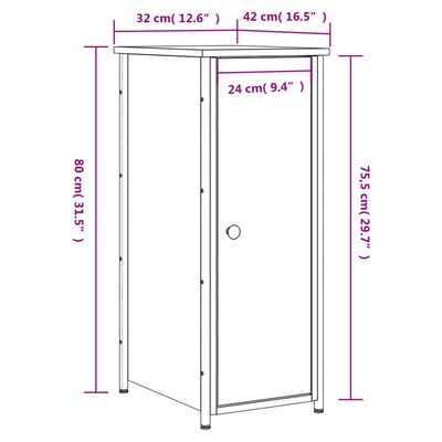 vidaXL Comodini Rovere Marrone 2 pz 32x42x80 cm in Legno Multistrato