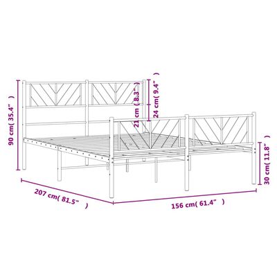 vidaXL Giroletto con Testiera e Pediera Metallo Bianco 150x200 cm