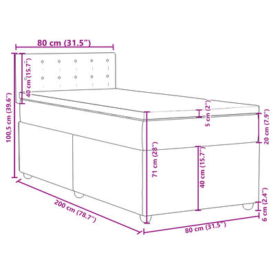 vidaXL Giroletto a Molle con Materasso Blu 80x200 cm inTessuto