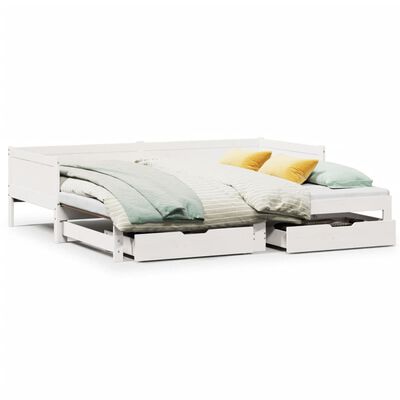 vidaXL Dormeuse Letto Estraibile e Cassetti Bianca 80x200cm Legno Pino