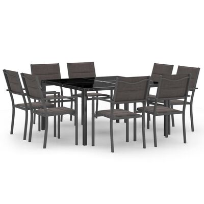 vidaXL Set da Pranzo da Giardino 9 pz in Acciaio