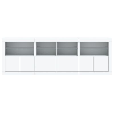 vidaXL Credenza con Luci LED Bianca 202x37x67 cm