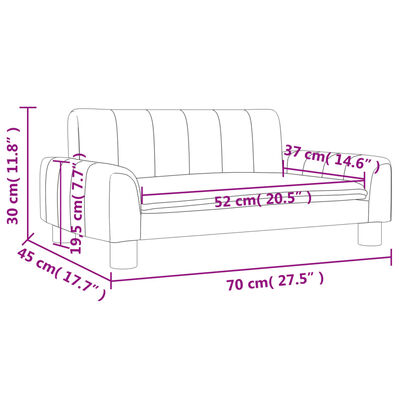 vidaXL Divano per Bambini Grigio Chiaro 70x45x30 cm in Tessuto