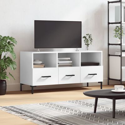 vidaXL Mobile Porta TV Bianco Lucido 102x36x50 cm in Legno Multistrato