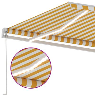 vidaXL Tenda da Sole Retrattile Manuale e LED 600x300cm Gialla Bianca