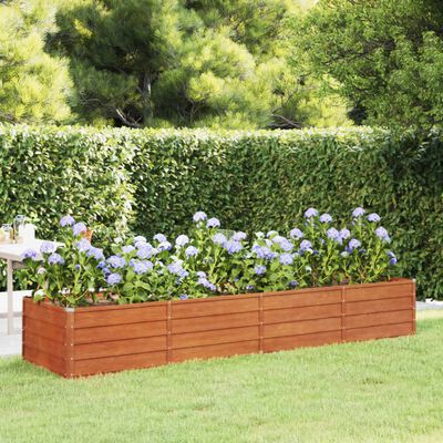 vidaXL Letto Rialzato da Giardino Ruggine 320x80x45 cm Acciaio Corten