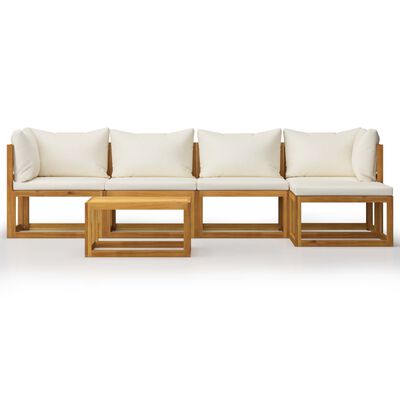 vidaXL Set Divani da Giardino 6 pz con Cuscini Crema Massello Acacia