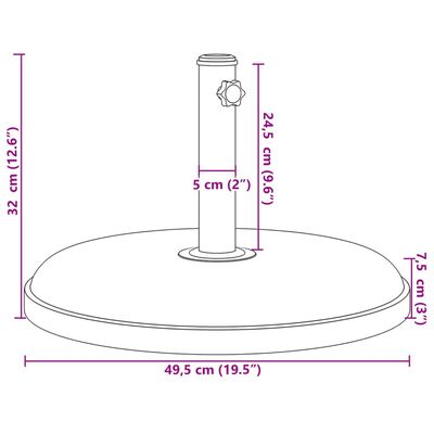 vidaXL Base per Ombrellone per Pali Ø32/35/38 mm 25 kg Rotonda