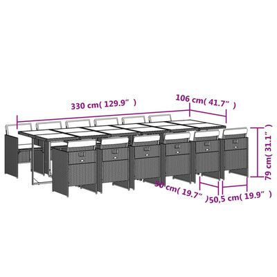 vidaXL Set da Pranzo da Giardino 13pz con Cuscini Grigio in Polyrattan