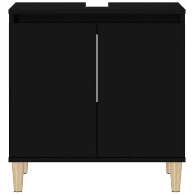 vidaXL Mobile Lavabo Nero 58x33x60 cm in Legno Multistrato