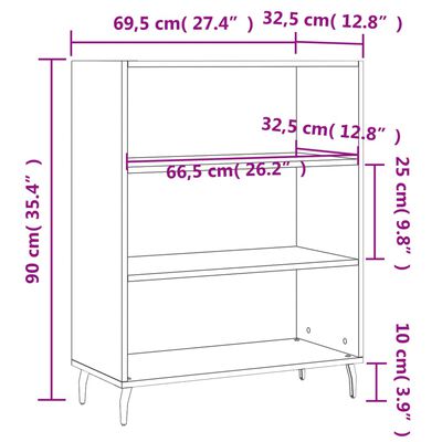 vidaXL Scaffale Bianco 69,5x32,5x90 cm in Legno Multistrato