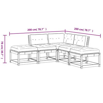 vidaXL Set Divani Giardino 5pz con Cuscini Marrone Cera Massello Pino