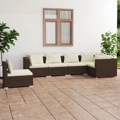 vidaXL Set Divani da Giardino con Cuscini 6 pz in Polyrattan Marrone