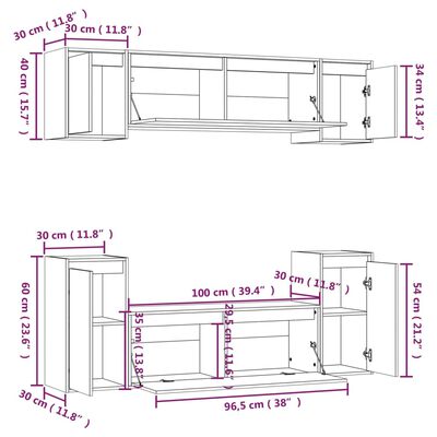 vidaXL Mobili TV 6 pz in Legno Massello di Pino