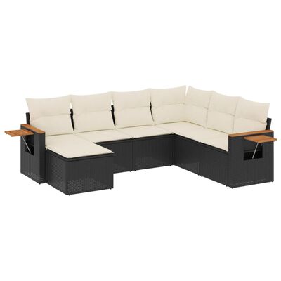 vidaXL Set Divani da Giardino con Cuscini 7pz Nero Polyrattan