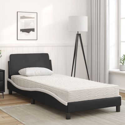 vidaXL Letto con Materasso Nero e Bianco 90x190 cm in Similpelle