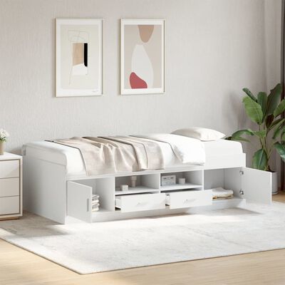 vidaXL Divano Letto con Cassetti senza Materasso Bianco 90x190 cm