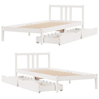 vidaXL Letto senza Materasso Bianco 90x200 cm Legno Massello di Pino