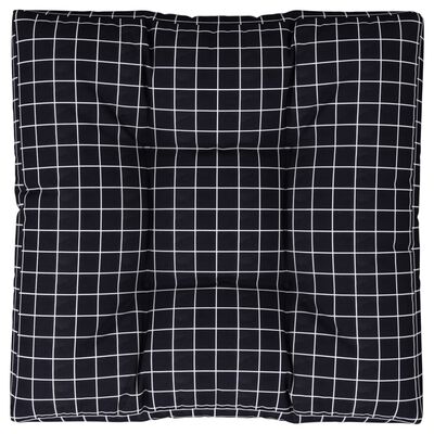 vidaXL Cuscino per Pallet Motivo a Quadri Nero 80x80x12 cm in Tessuto