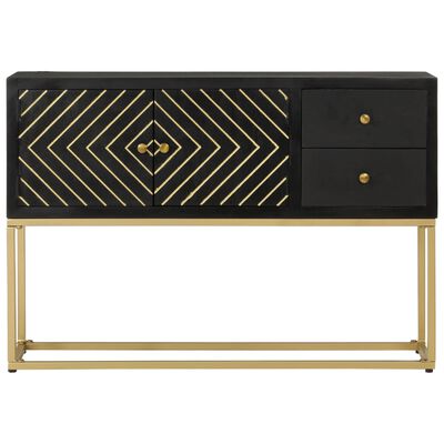 vidaXL Credenza Nera e Oro 110x30x75 cm in Legno Massello di Mango