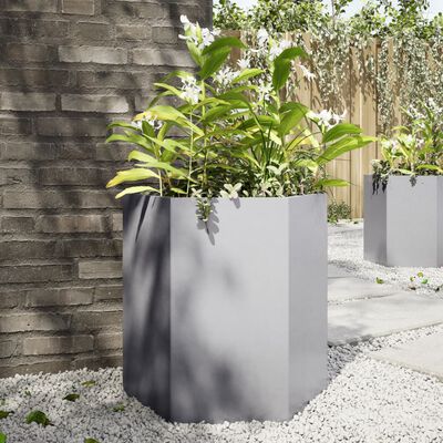 vidaXL Fioriera da Giardino Esagono 46x40x45 cm in Acciaio Zincato