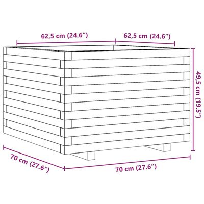 vidaXL Fioriera Giardino Marrone Cera 70x70x49,5cm Legno Massello Pino