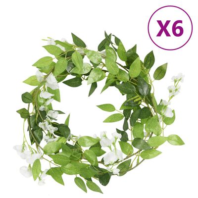 vidaXL Ghirlande Fiori Artificiali Natale 6 pz Bianco 200 cm