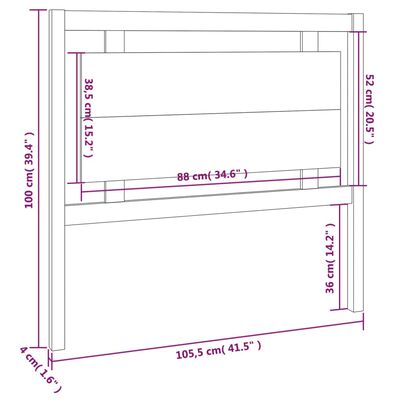 vidaXL Testiera Letto Grigia 105,5x4x100 cm in Legno Massello di Pino