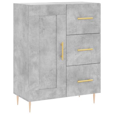 vidaXL Credenza Grigio Cemento 69,5x34x180 cm in Legno Multistrato