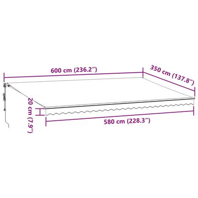 vidaXL Tenda da Sole Retrattile Automatica con LED Bordò 600x350 cm