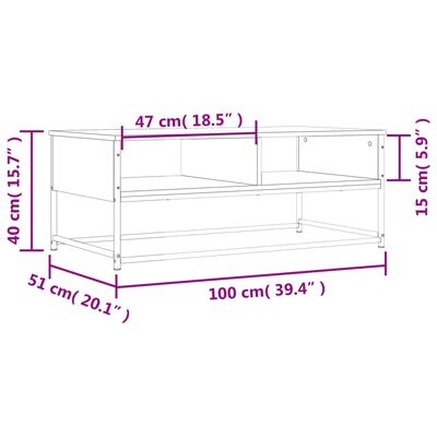 vidaXL Tavolino da Salotto Rovere Fumo 100x51x40 cm Legno Multistrato