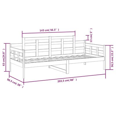 vidaXL Dormeuse Bianca in Legno Massello di Pino 90x200 cm