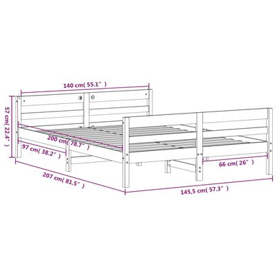 vidaXL Letto senza Materasso 140x200 cm in Legno Massello di Pino