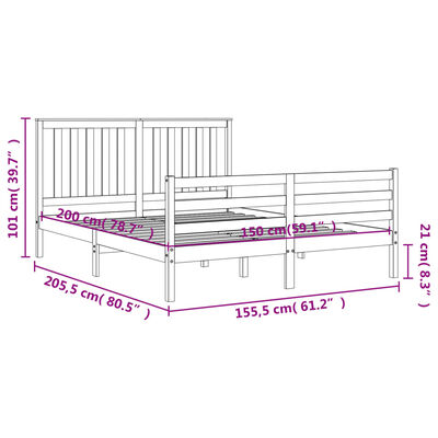 vidaXL Giroletto con Testiera Bianco King Size in Legno Massello