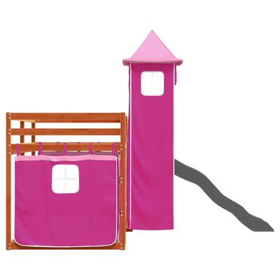 vidaXL Letto a Castello con Scivolo e Tende Rosa 80x200 cm