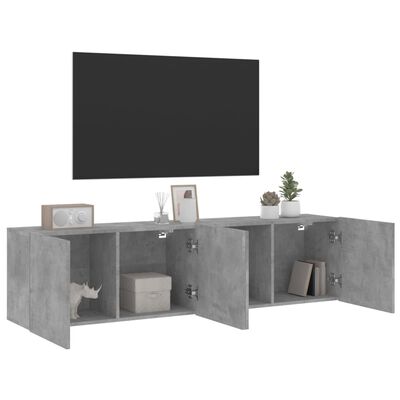 vidaXL Mobili TV a Parete 2pz Grigio Cemento 80x30x41 cm