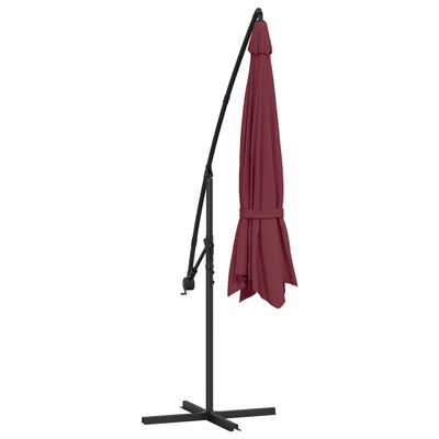 vidaXL Ombrellone a Sbalzo Palo in Alluminio 350 cm Rosso Bordeaux