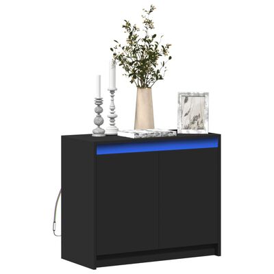 vidaXL Credenza con LED Nera 72x34x61 cm in Legno Multistrato