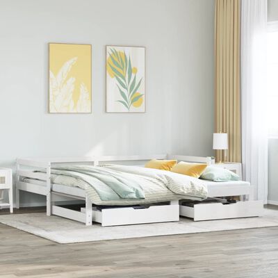 vidaXL Dormeuse Letto Estraibile e Cassetti Bianco 90x190cm Legno Pino