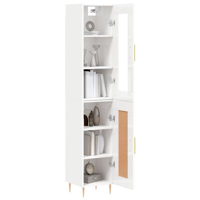 vidaXL Credenza 34,5x34x180 cm in Legno Multistrato Bianco Lucido