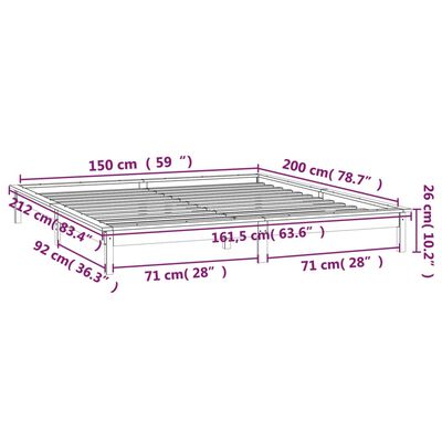 vidaXL Giroletto con LED Ambra 150x200 cm King Size in Legno Massello