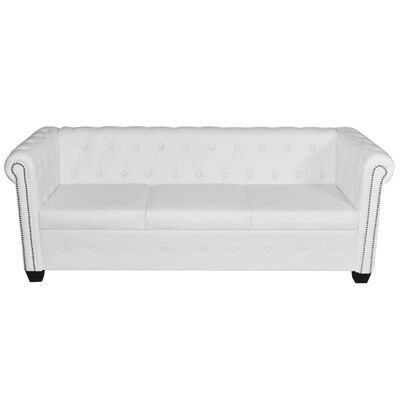 vidaXL Divani Chesterfield a 2 Posti e a 3 Posti in Similpelle Bianco