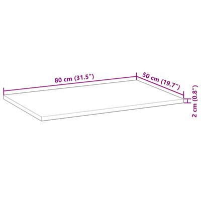 vidaXL Piano Tavolo Rettangolare 80x50x2cm in Legno Massello di Acacia