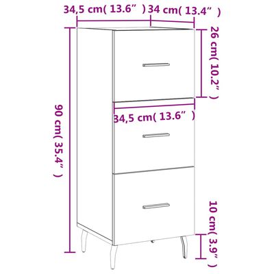 vidaXL Credenza Rovere Fumo 34,5x34x90 cm in Legno Multistrato