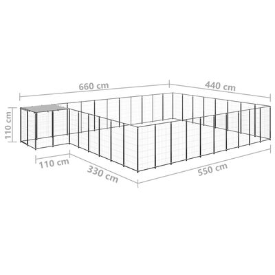 vidaXL Gabbia per Cani Nera 25,41 m² in Acciaio