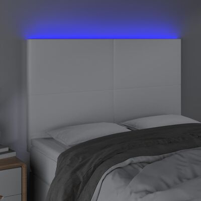 vidaXL Testiera a LED Bianco 144x5x118/128 cm in Similpelle